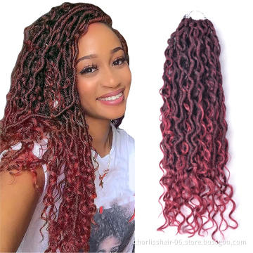 Solid Color Ombre River Goddess Locs With Curly Ending Faux Locs Crochet Braids South Africa Synthetic Bohemian Braiding Twists